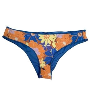 Rip Curl Floral Blue and Orange Bikini Bottom, XS